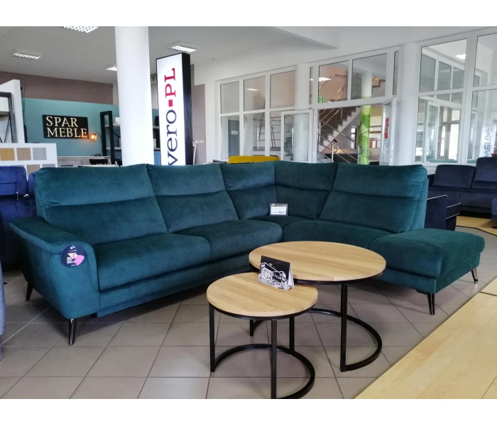 Велюровый изумрудный диван на металлических ножках