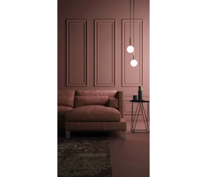 Просторный угловой диван приглушенно розового цвета