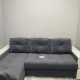 Угловой раскладной диван в тёмно-сером цвете с боковыми столиками