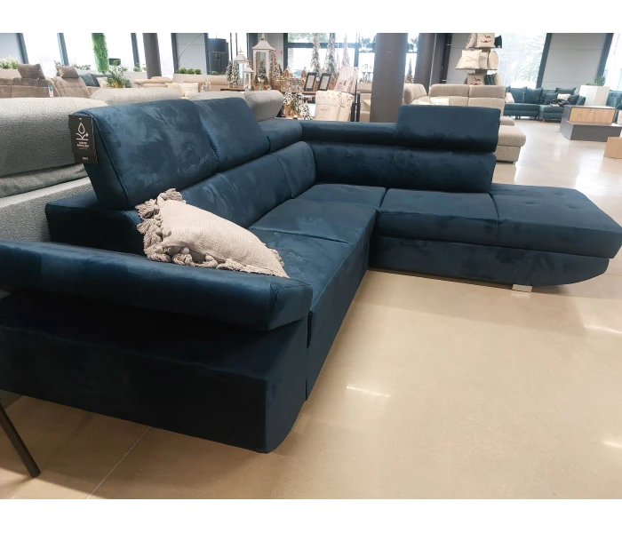 Велюровий кутовий диван з рухомими підголівниками