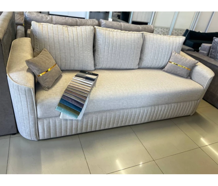 Диван прямий: вигнуті підлокітники, вертикальна стяжка