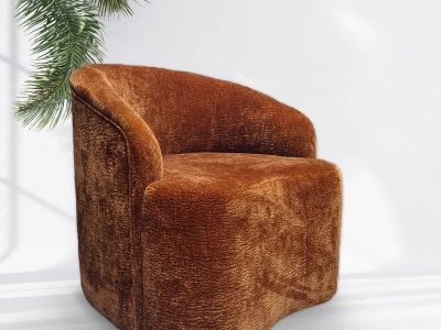 Коричневе фактурне крісло без ніжок