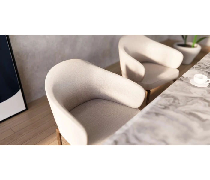 Кресло для столовой с мягкой обивкой и полукруглыми подлокотниками