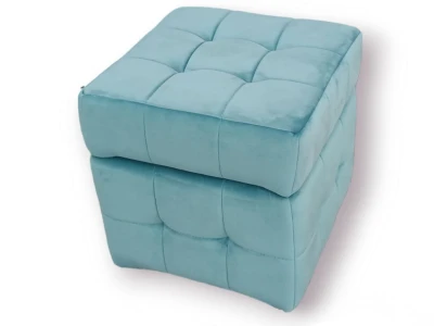 М'який пуф-куб з декоративними втяжками на сидінні та корпусі