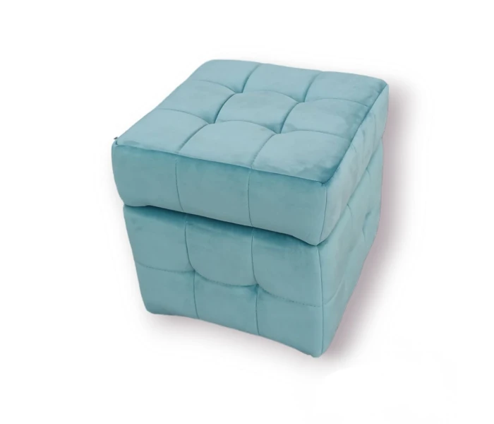 М'який пуф-куб з декоративними втяжками на сидінні та корпусі