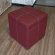 Пуф-куб у бордовій екошкірі з перехресною прошивкою та нішею