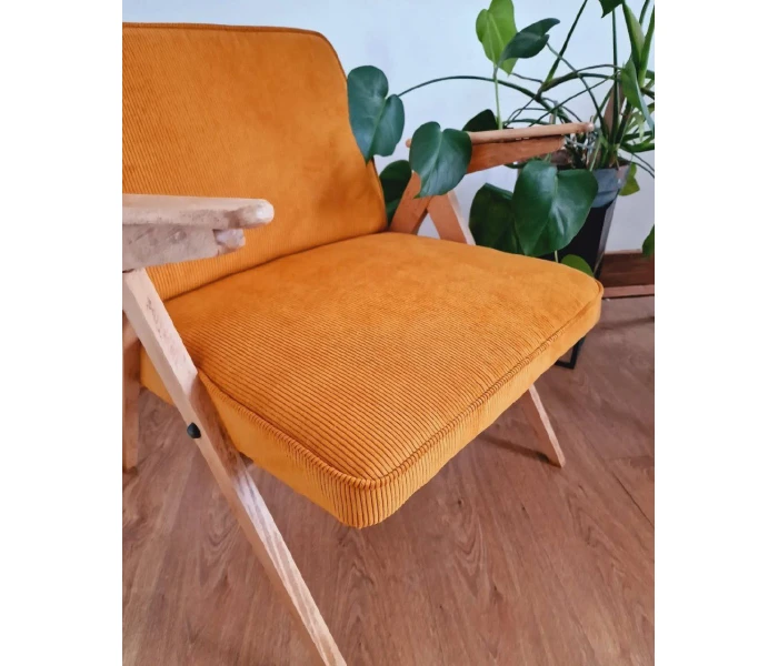 Крісло в ретро-стилі з дерев'яними підлокітниками