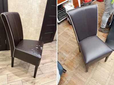 Перетяжка м'якого обіднього стільця з екошкіри