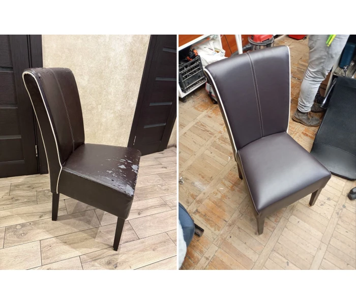 Перетяжка м'якого обіднього стільця з екошкіри